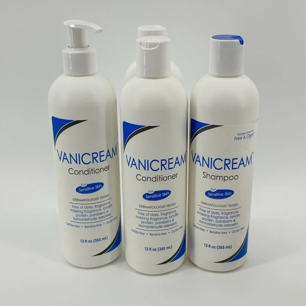 Lot of 5 Vanicream Free & Clear 12 oz - 1‎ Shampoo - 2 Conditioner - 1 Hair Gel